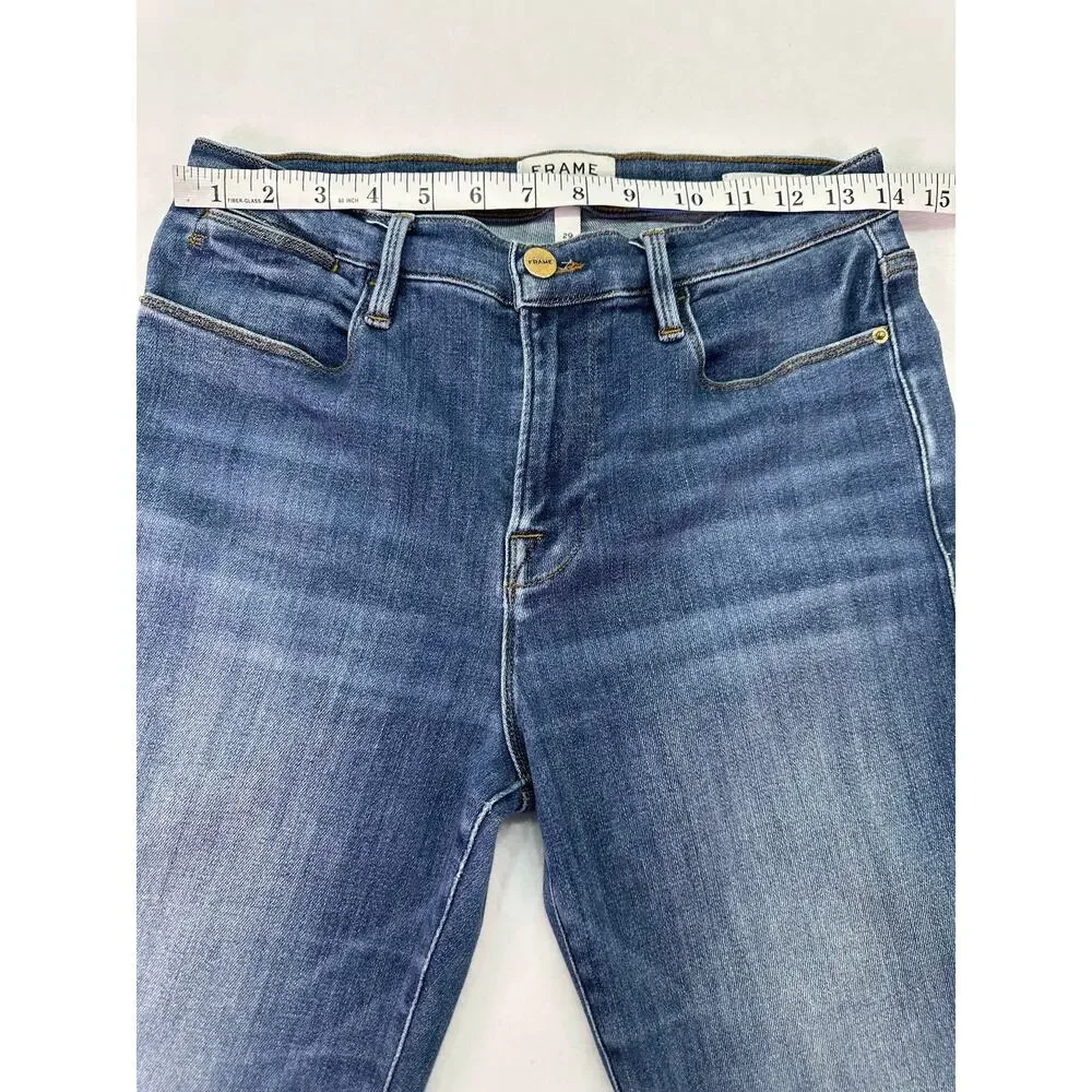 FRAME Le High Straight Jeans Size 29 Medium Wash High Rise Straight Leg Denim - Picture 9 of 13